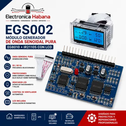 Kit EGS002 para inversor senoidal – EG8010 + IR2110S + LCD — imagen 1