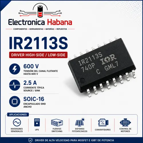 Driver High-Side y Low-Side IR2113S – 600 V / 2.5 A — imagen 1