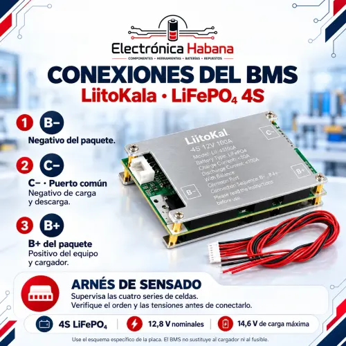 BMS LiitoKala 4S 12V 100A para Baterías LiFePO4 — imagen 2