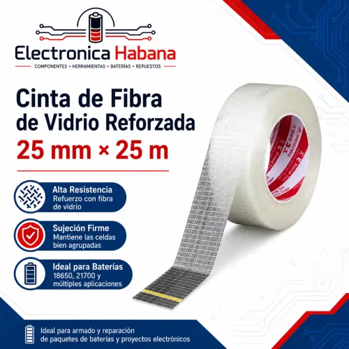 Cinta de Fibra de Vidrio Reforzada 25 mm × 25 m — imagen 1