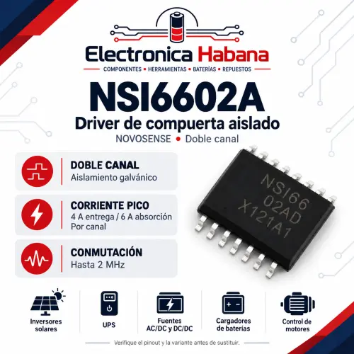 Driver de compuerta aislado NSI6602A – Doble canal / 4 A–6 A — imagen 1