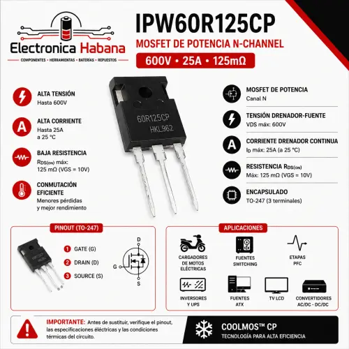 MOSFET IPW60R125CP TO-247 – 600 V / 25 A's photo #1