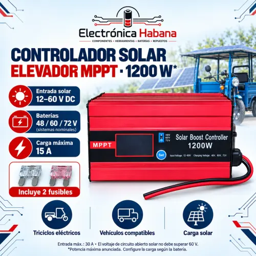 CONTROLADOR SOLAR ELEVADOR MPPT 1200W PARA VEHÍCULOS ELÉCTRICOS — imagen 1