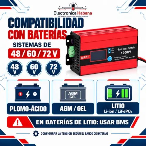 CONTROLADOR SOLAR ELEVADOR MPPT 1200W PARA VEHÍCULOS ELÉCTRICOS's photo #2