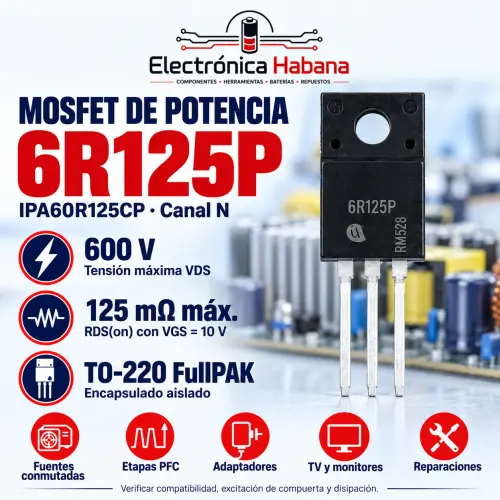 MOSFET 6R125P—IPA60R125CP, canal N, 600 V, TO-220 — imagen 1