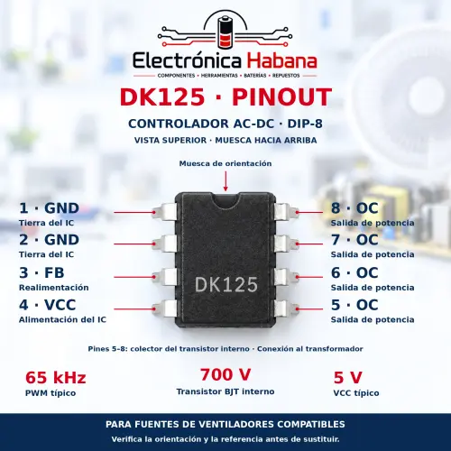 IC DK125 – Controlador para Fuentes DIP-8 — imagen 2