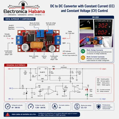 Módulo Cargador CC/CV XL4015 – Step Down Ajustable hasta 5A — imagen 2