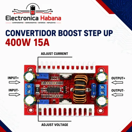 Convertidor DC-DC Boost STEP UP 400W 15A – Voltaje y Corriente Ajustables — imagen 2