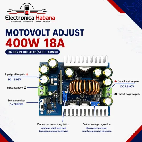 Convertidor STEP DOWN MotoVolt Adjust 400W 18A – Voltaje y Corriente Ajustables — imagen 2