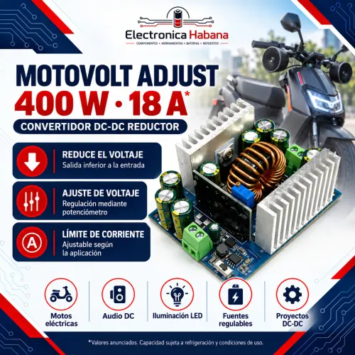 Convertidor STEP DOWN MotoVolt Adjust 400W 18A – Voltaje y Corriente Ajustables — imagen 1