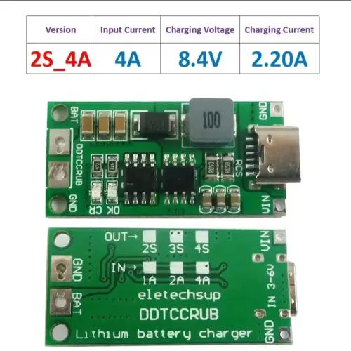 Módulo Cargador de Batería de Litio 2S 8.4V 4A USB Tipo-C's photo #3
