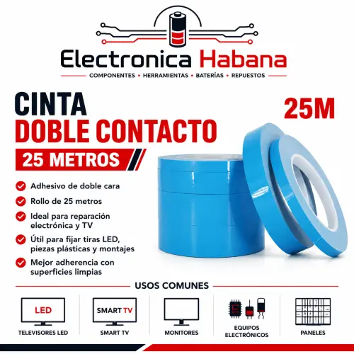 Cinta Doble Contacto 25 Metros — imagen 1