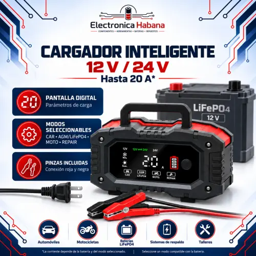 Cargador Inteligente de Baterías 12V/24V – Hasta 20A — imagen 1