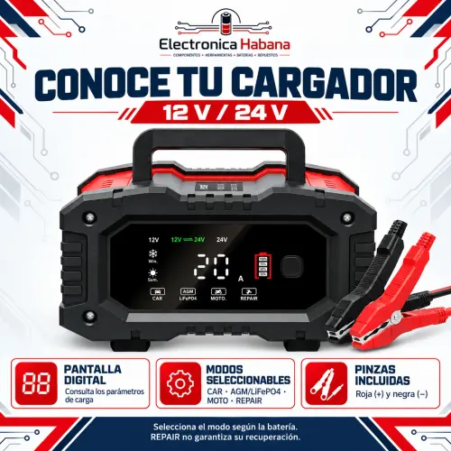 Cargador Inteligente de Baterías 12V/24V – Hasta 20A — imagen 2