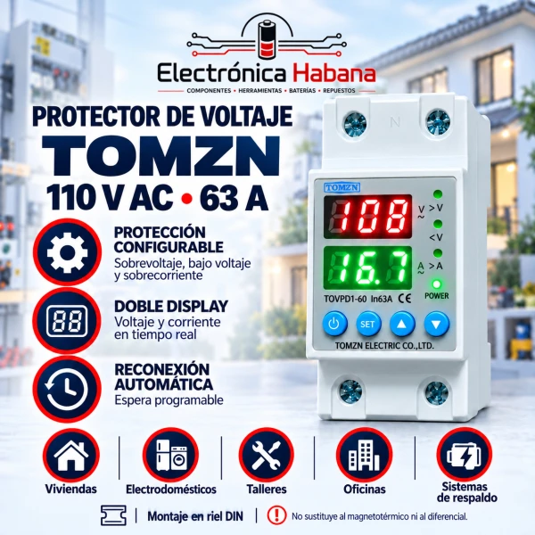 Protector de Voltaje Regulable con Display 110V 63A – TOMZN's foto | Electrónica Habana |  BizneCubano