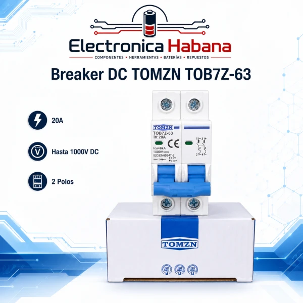 Breaker DC TOMZN TOB7Z-63 – 20A / hasta 1000V DC's foto | Electrónica Habana |  BizneCubano