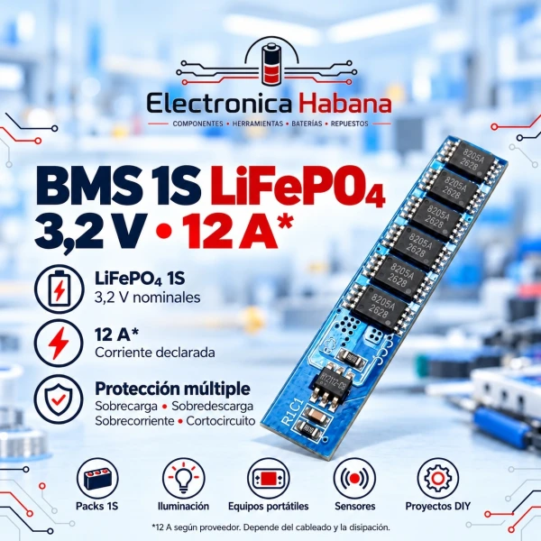 BMS 1S 3,2 V 12 A para baterías LiFePO₄'s foto | Electrónica Habana |  BizneCubano