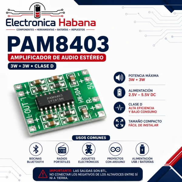 Mini Amplificador PAM8403 3W × 2's foto | Electrónica Habana |  BizneCubano