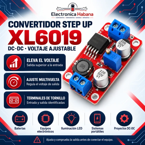 Convertidor STEP UP XL6019 DC-DC 5A Ajustable's foto | Electrónica Habana |  BizneCubano