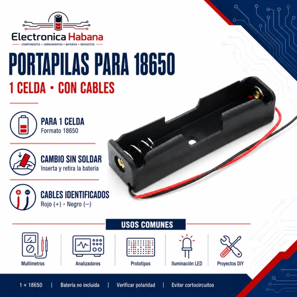 Porta Pilas para Baterías 18650's foto | Electrónica Habana |  BizneCubano