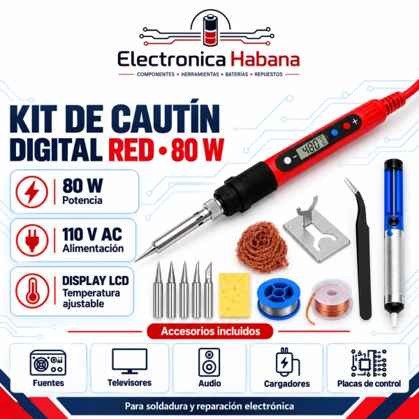 Kit de Cautín Digital RED 80W con Display LCD–110V's foto | Electrónica Habana |  BizneCubano