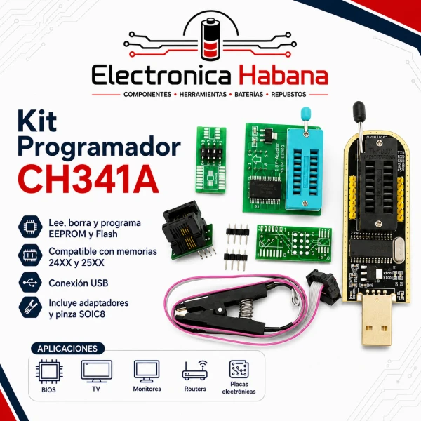 Programador USB CH341A – Kit Completo de Accesorios's foto | Electrónica Habana |  BizneCubano