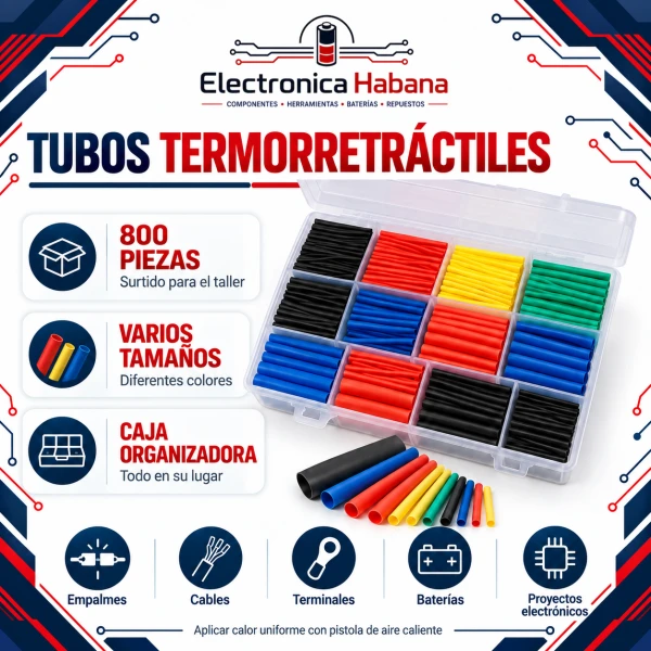 Caja de Tubos Termorretráctiles – Surtido de 800 Piezas's foto | Electrónica Habana |  BizneCubano
