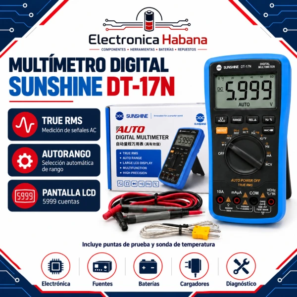 Multímetro Digital Sunshine DT-17N TRUE RMS's foto | Electrónica Habana |  BizneCubano