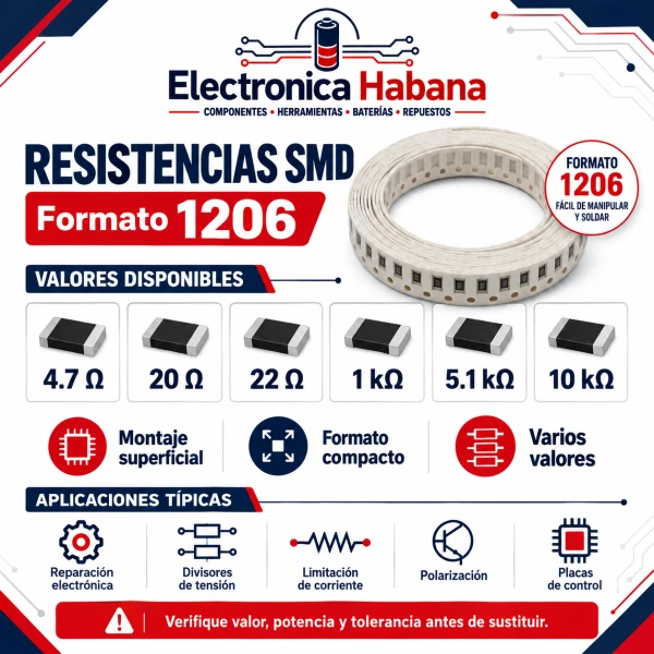 Resistencias SMD 1206 ±1 % – Varios valores's foto | Electrónica Habana |  BizneCubano