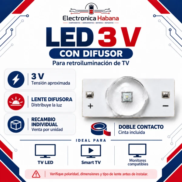 LED 3V con Difusor para Retroiluminación de TV's foto | Electrónica Habana |  BizneCubano