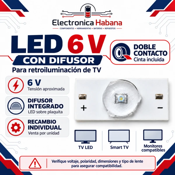 LED 6V con Difusor para Retroiluminación de TV's foto | Electrónica Habana |  BizneCubano