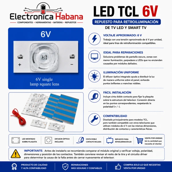 LED 6V TCL para Retroiluminación de TV's foto | Electrónica Habana |  BizneCubano
