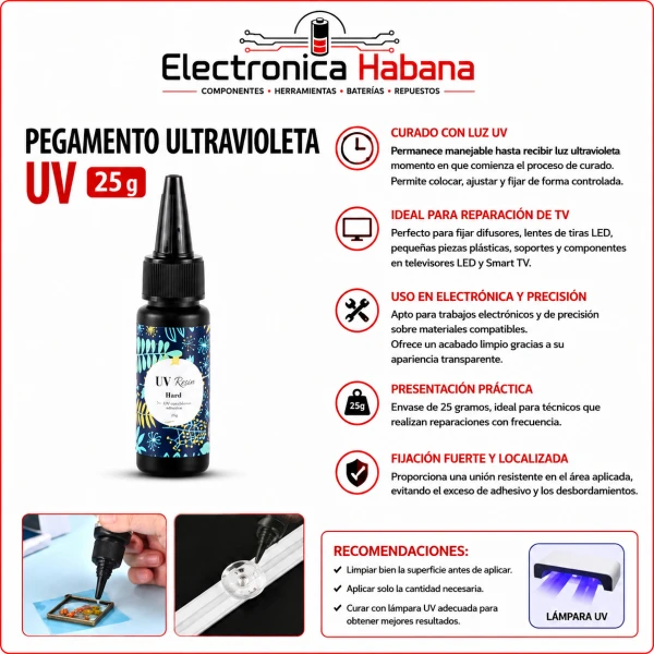 Pegamento UV 25g para Reparación de TV's foto | Electrónica Habana |  BizneCubano