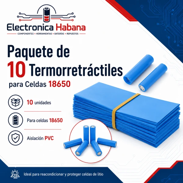 Paquete de 10 Termorretráctiles para Celdas 18650's foto | Electrónica Habana |  BizneCubano