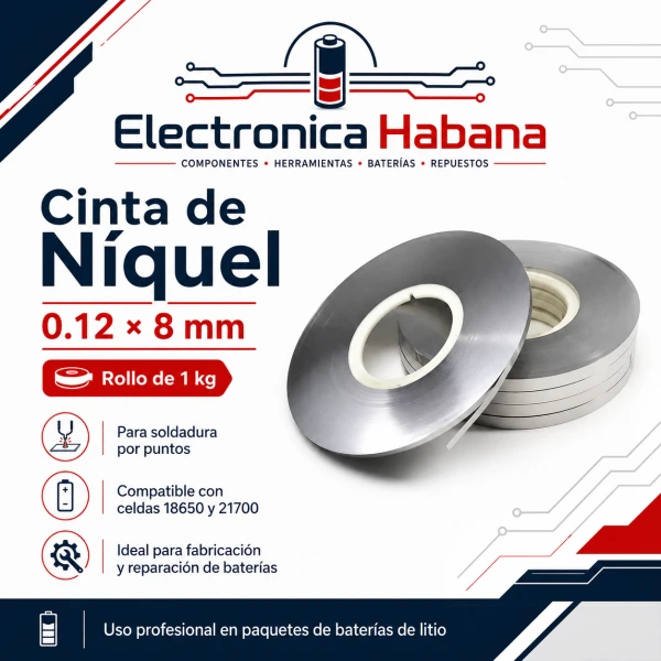 Cinta de Níquel 0.12 × 8 mm – Rollo de 1 kg's foto | Electrónica Habana |  BizneCubano