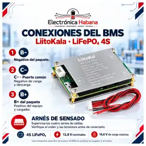 BMS LiitoKala 4S 12V 100A para Baterías LiFePO4 miniatura 2