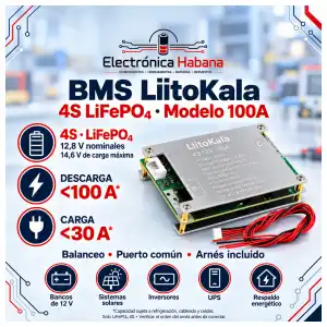 BMS LiitoKala 4S 12V 100A para Baterías LiFePO4 miniatura 1