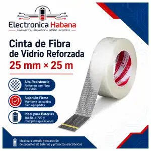 Cinta de Fibra de Vidrio Reforzada 25 mm × 25 m miniatura 1