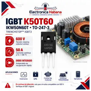 IGBT K50T60 (IKW50N60T) TO-247 – 600 V / 50 A miniatura 1