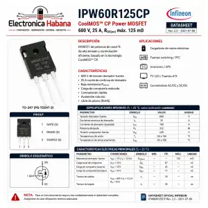 MOSFET IPW60R125CP TO-247 – 600 V / 25 A miniatura 2