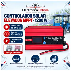 CONTROLADOR SOLAR ELEVADOR MPPT 1200W PARA VEHÍCULOS ELÉCTRICOS miniatura 1