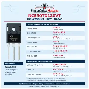 IGBT NCE50TD120VT – 1200 V / 50 A, TO-247 miniatura 2