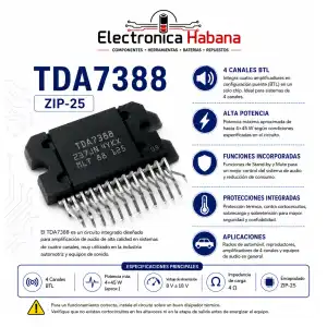 TDA7388 – Amplificador de Audio 4×45W con Salidas en Puente miniatura 1