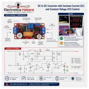 Módulo Cargador CC/CV XL4015 – Step Down Ajustable hasta 5A miniatura 2