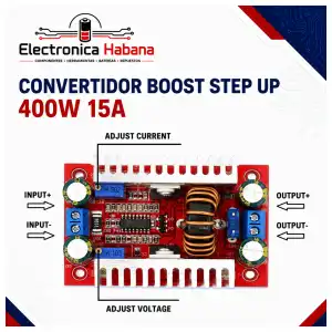 Convertidor DC-DC Boost STEP UP 400W 15A – Voltaje y Corriente Ajustables miniatura 2
