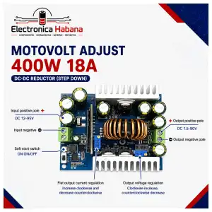 Convertidor STEP DOWN MotoVolt Adjust 400W 18A – Voltaje y Corriente Ajustables miniatura 2