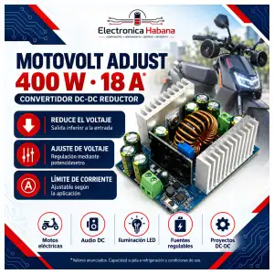 Convertidor STEP DOWN MotoVolt Adjust 400W 18A – Voltaje y Corriente Ajustables miniatura 1