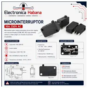 Microinterruptor de 3 Pines – 16 A / 250 V AC miniatura 2