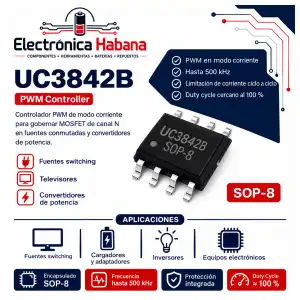 Controlador PWM UC3842B SOP-8 miniatura 1