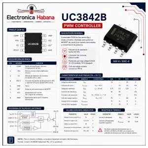 Controlador PWM UC3842B SOP-8 miniatura 2